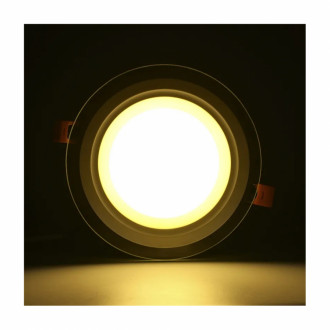 Panel Led 18w 3-colores Borde Vidrio Redondo Incrustar