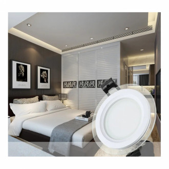 Panel Led 18w 3-colores Borde Vidrio Redondo Incrustar